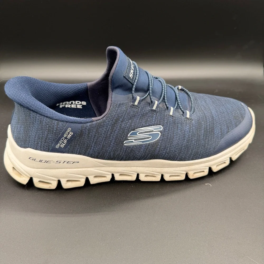 Skechers Slip-ins Glide-Step Zefyr Mens 11 Wide Navy Blue Sneakers 233011W